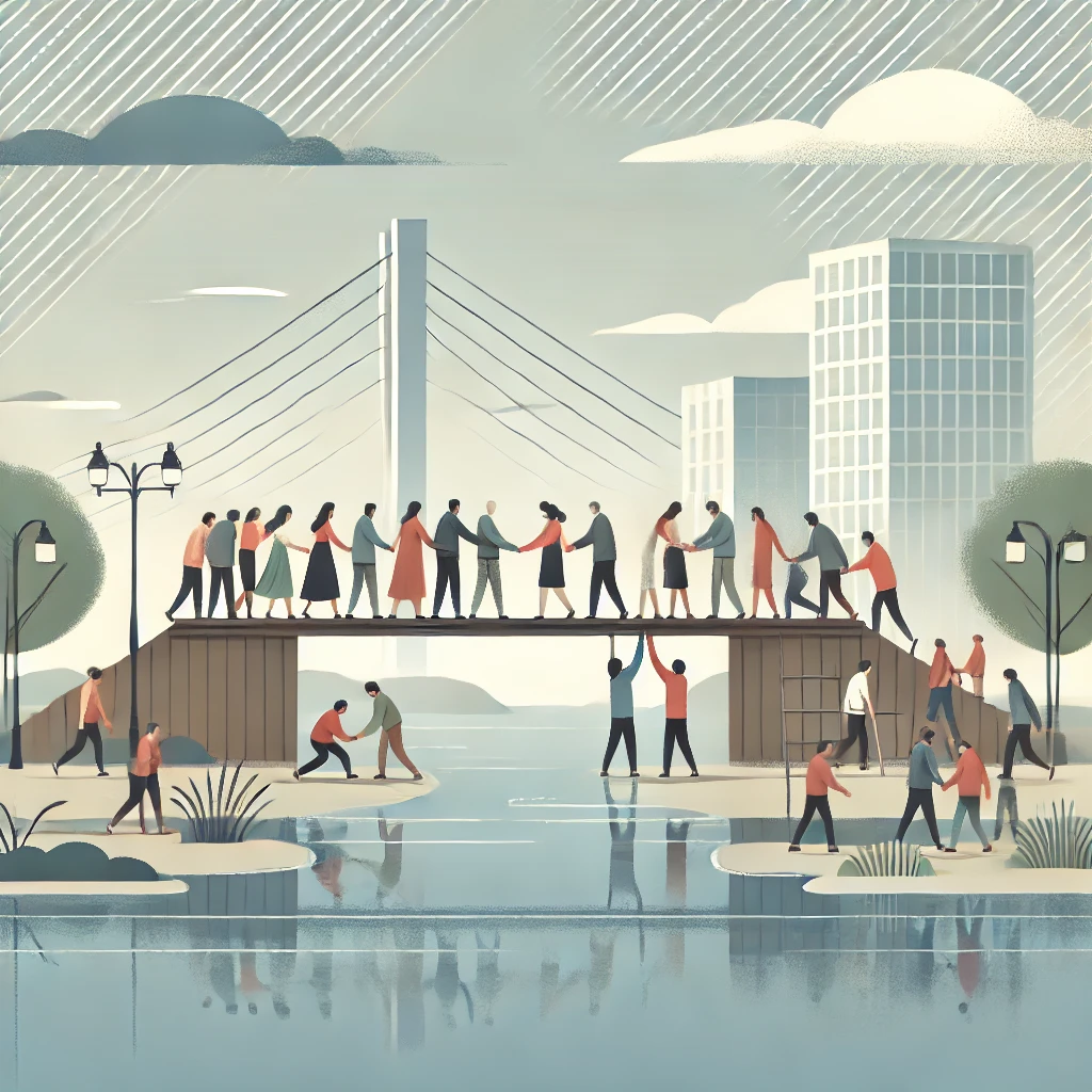 Illustrasjon av broer som symboliserer forbindelser mellom mennesker